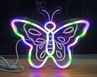 3D Art Butterfly LED Neon Sign, Multicolor Wall Decor