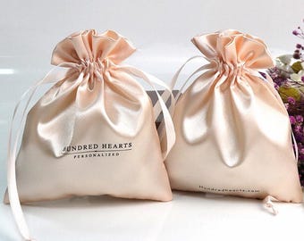 Custom Logo Satin Drawstring Pouch, Personalized Jewelry Packaging