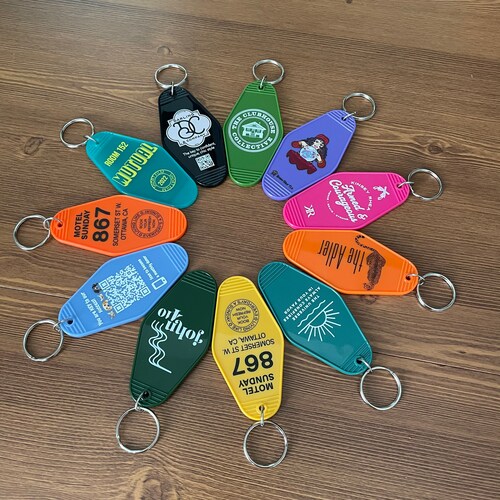 100 Pcs Personalized Hotel Motel Keychain, Logo Printed ABS