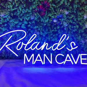 Letrero de neón personalizado para cueva de hombre, regalo personalizado para padre, novio, decoración de dormitorio, letrero de luz de neón con logotipo de tienda, cueva con nombre, regalo para él