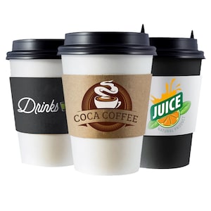500 Bulk Custom Coffee Cup Sleeves, Personalized Disposable Hot Cup ...