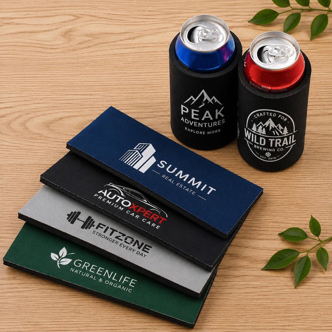 100pcs Custom Can Cooler, Slap Wrap Koozie, Neoprene Drink Sleeves