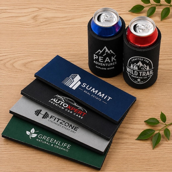 100pcs Custom Can Cooler, Slap Wrap Koozie, Neoprene Drink Sleeves