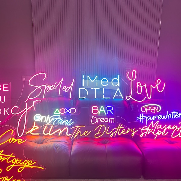 Insegna al neon personalizzata che cambia colore con telecomando, insegna luminosa al neon LED dimmerabile RGB, insegna al neon con nome personalizzato, decorazioni per la casa fatte a mano