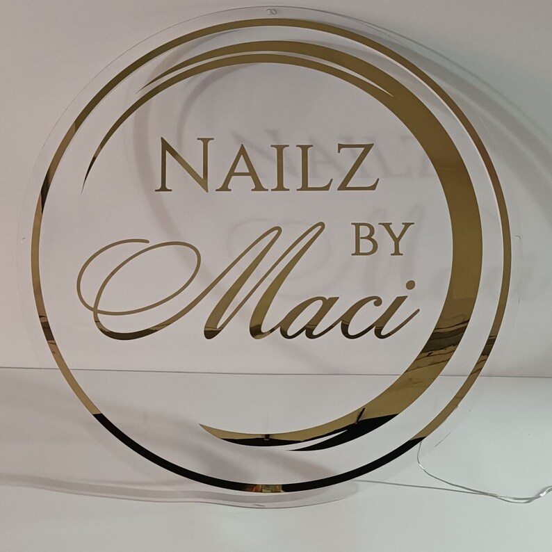 Maci Sign Custom Acrylic Backlit Sign With Metal, Business Neon Sign, Acrylic ...