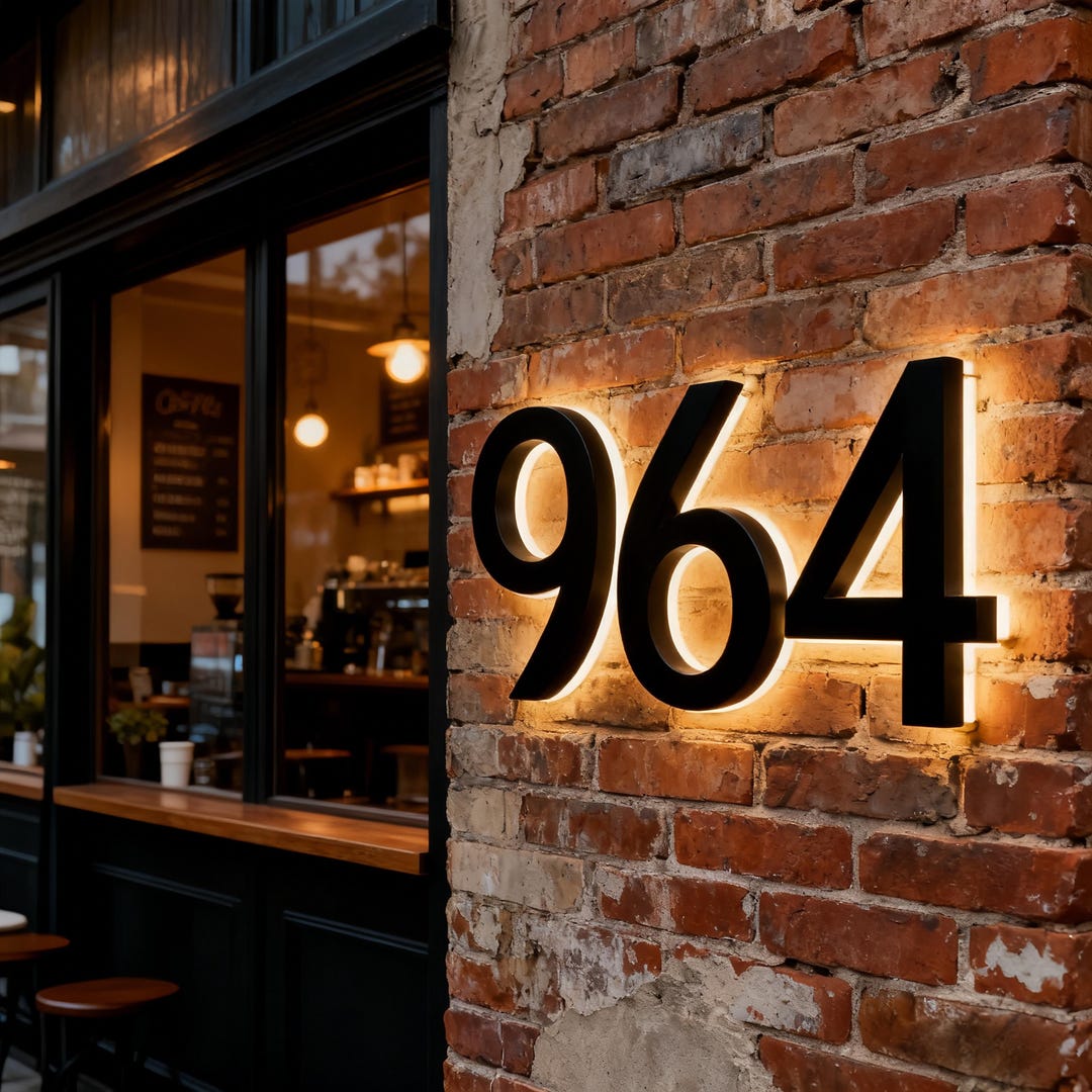 Backlit Sign, Custom House Number Sign, LED Black Metal Letter ...