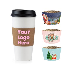 500Pcs Custom Bulk Coffee Cup Sleeves,Personalized Cup Sleeves,Disposable Corrugated Hot Cup Sleeves Jackets Holder With Printed Logo