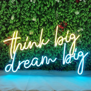 Letrero de neón Think Big Dream Big, letrero de neón LED, regalo personalizado, letrero de neón para dormitorio, regalo de cumpleaños, regalo para niños, regalo de letras, decoración de pared