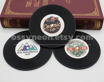 100 posavasos de vinilo personalizados, de PVC blando, regalo para amantes de la música, posavasos retro de vinilo.