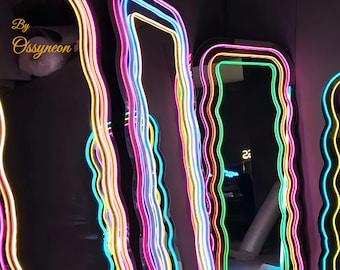 Personalized Neon Mirror Light,Light Up Bar Mirror Sign,Room Party Decor,Gift For Girls,Home Salon Wall Art,Light Up Dressing Mirror