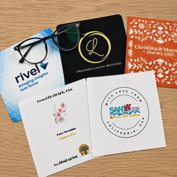 100pcs Custom Microfiber Cleaning Cloth,Personalized Photography Lens Cleaner, Wedding Favor Cloth