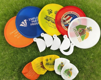 100pcs Personalized Foldable Flying Disc Fans with Handle, Summer Events Favors, Folding Fans for Festival