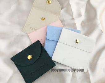 Personalized Microfiber Jewelry Pouch, Custom Logo Packaging, Snap Closure