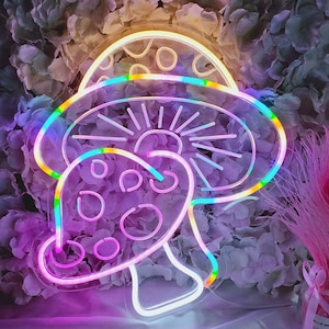 Mushroom LED Neon Sign with 3D Art/3D Art Butterfly LED Neon Sign/Butterfly Neon Sign/Mushroom Neon Sign/Wall Decor Neon Sign Powed by USB