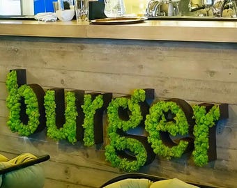 Custom Moss Logo Sign, Green Wall Decor, Office Business Sign
