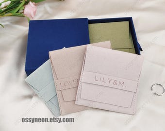 Custom Logo Jewelry Pouch, Microfiber Packaging Bag, Debossed Gift