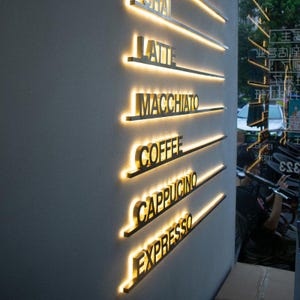Custom 3D Metal Signage,Backlit Business Signs,Coffee Logo Sign,3D Letter Sign,Outdoor Light Sign,Office Wall Sign,Gold Sign
