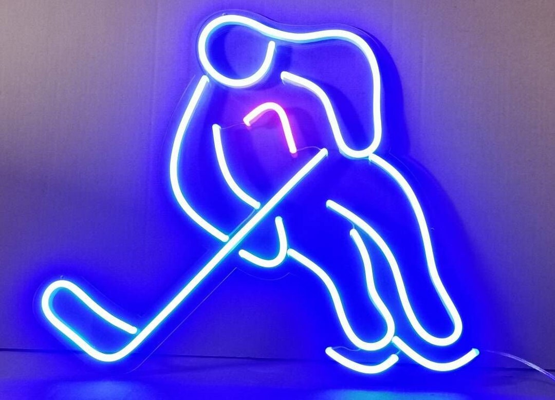 Ice Hockey Neon Sign Hockey Player Neon Sign Hockey Stick Neon - Etsy
