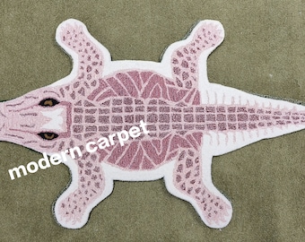 Krokodilteppiche Handgemachter Wollteppich mit Baumwollrücken Home Schöne Krokodilhaut Teppich Wohnzimmer Hand getuftet Weihnachtsgeschenk 3x5 Fuß