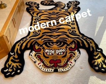 Handmade tufted Tibetan tiger rug for living room,bedroom,kidsroom available in size 2x3,3×5,4×6,5×8,6x9,8×10 can be customized Free Shiping