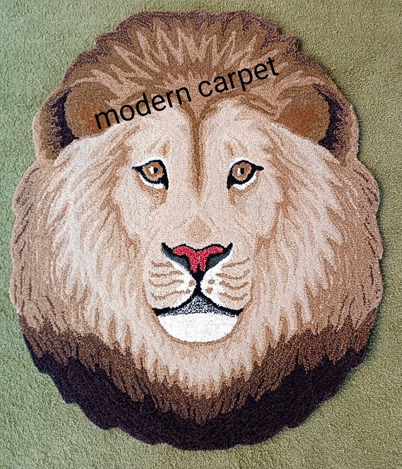 LION RUG Tibetan Head Rug 3'x4' Handmade Tufted 100 Etsy