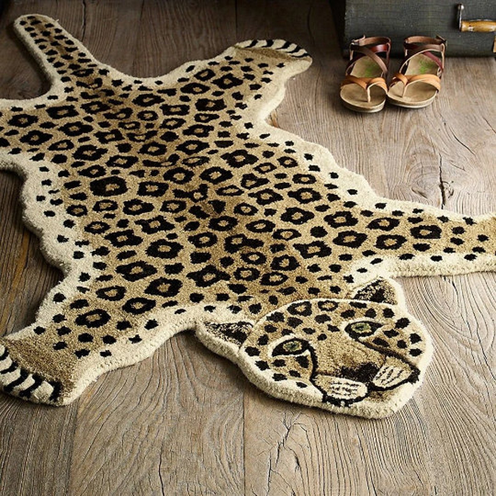 Leopard Rugs Skin Shape 3' X 5' Handmade Tufted 100% - Etsy