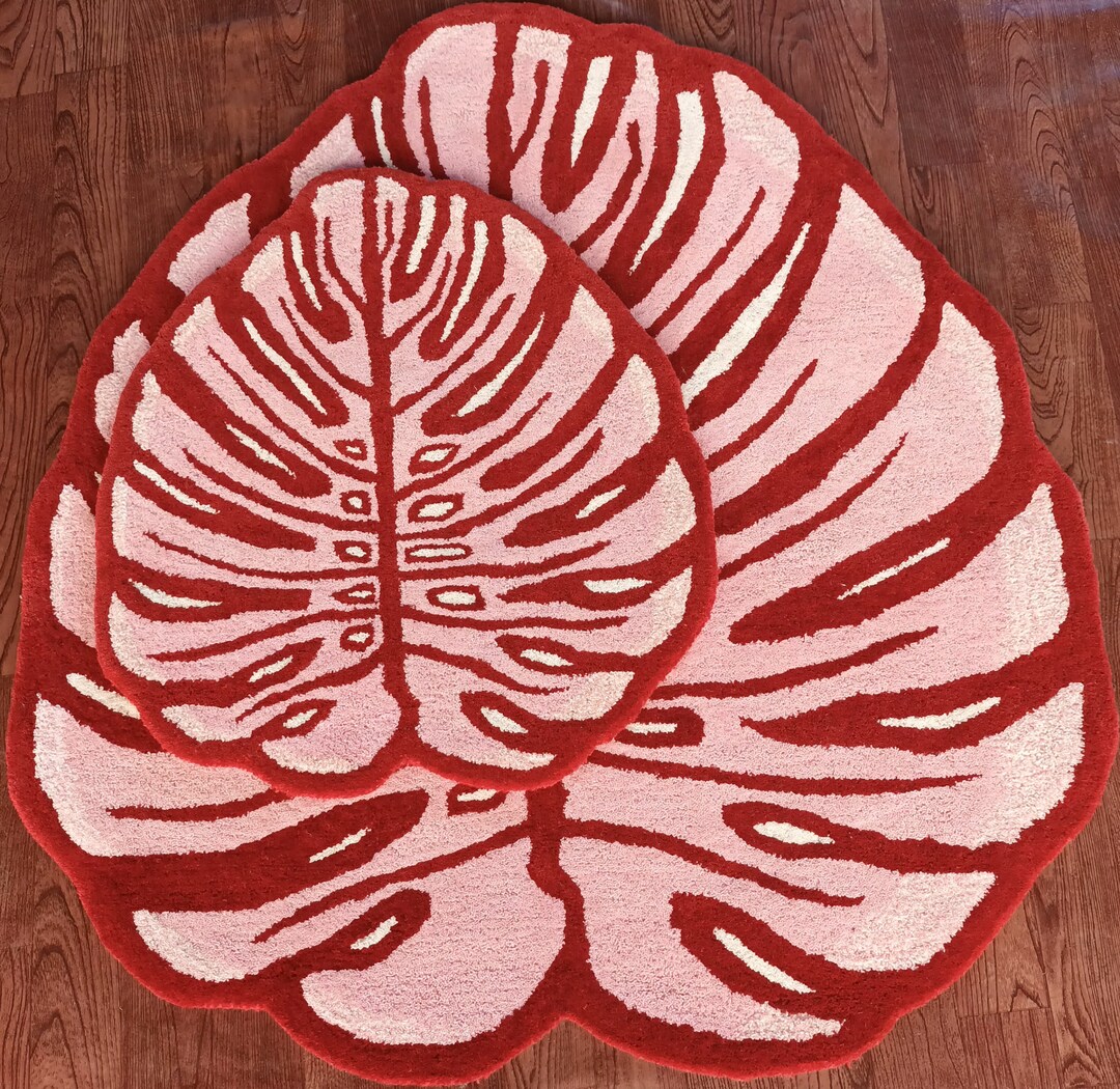 Monstera Leaf Rugs Handmade Tufted for Living Room Bedroom Kid Room ...
