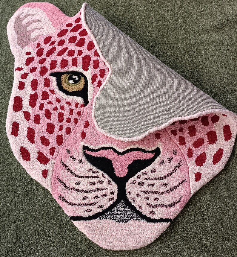 Loony Leopard Tibetan Head Rug 3'x3' Handmade Tufted Etsy