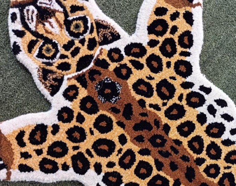 Leopard Rugs Skin Shape 2X3 Feet Handmade Tufted 100% Woolen - Etsy