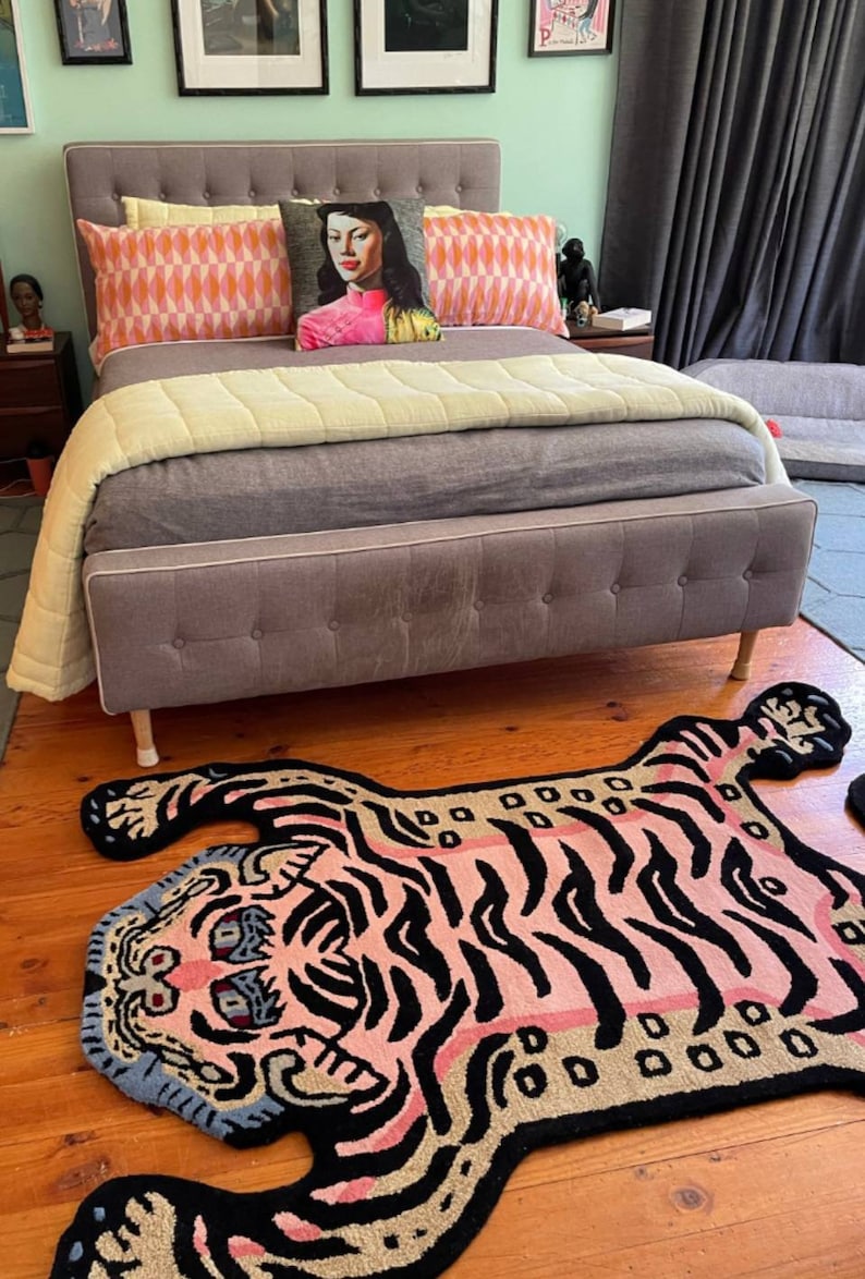 Handmade tufted Tibetan tiger rug for living room bedroom,kidsroom available in size 2x3,35,46,58,6x9,810 can be customized Fast Service image 3