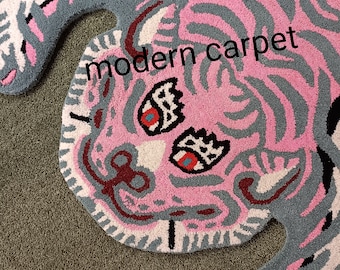 Tibetischer Tigerfell Teppich 100x150 cm Teppich mit Kreativem Muster für Wohnzimmer