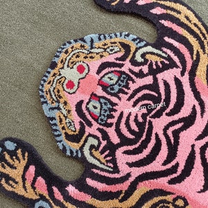 Handmade tufted Tibetan tiger rug for living room bedroom,kidsroom available in size 2x3,35,46,58,6x9,810 can be customized Fast Service image 1