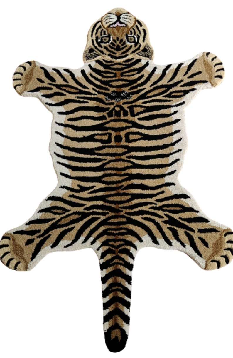 Tiger rugs Hand Tufted Tiger Skin Wool Carpet Home Decorative Etsy
