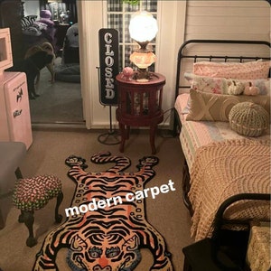Handmade tufted Tibetan tiger rug for living room bedroom,kidsroom available in size 2x3,35,46,58,6x9,810 can be customized Fast Service image 4