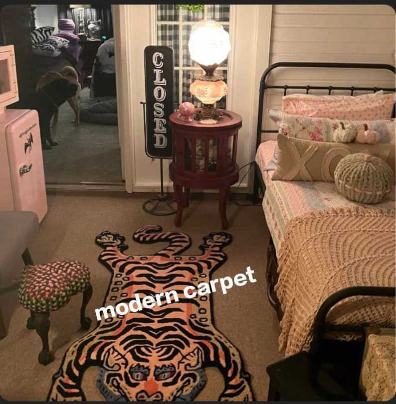 Handmade tufted Tibetan tiger rug for living room bedroom,kidsroom available in size 2x3,35,46,58,6x9,810 can be customized Fast Service image 4