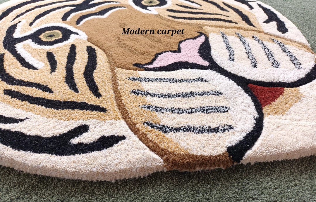 Tiger Face Rugs Handmade Tufted for Living Room Bedroom Kid Room ...