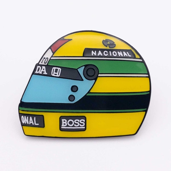 Spilla smaltata per casco da corsa Ayrton Senna 1988