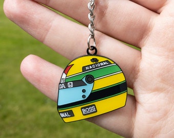 Ayrton Senna 1988 Helmet Enamel Keychain