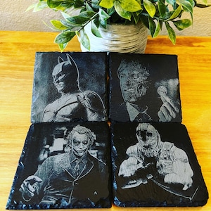 The Dark Night Inspired Laser Engraved Slate Coasters