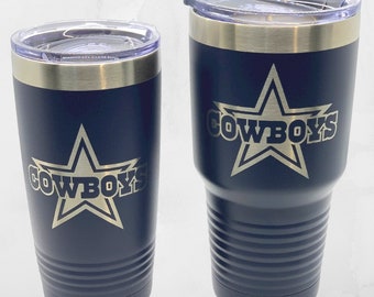 Inspired Dallas Cowboys Laser Engraved Tumbler - Cowboys Tumbler - Personalized Cowboy Gift