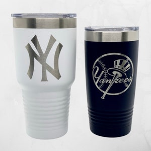 NY Yankees Laser Engraved Tumbler: Personalized Baseball Gift