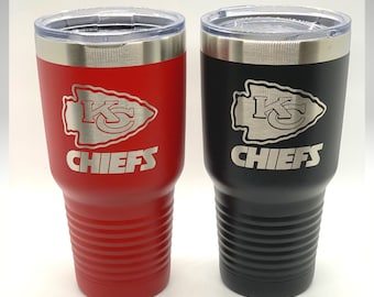 Laser Engraved Kansas City Chiefs Tumbler: Polar Camel Coffee Cup