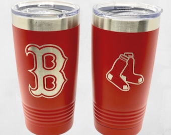 Laser Engraved Boston Red Sox Tumbler: Personalized Coffee Mug