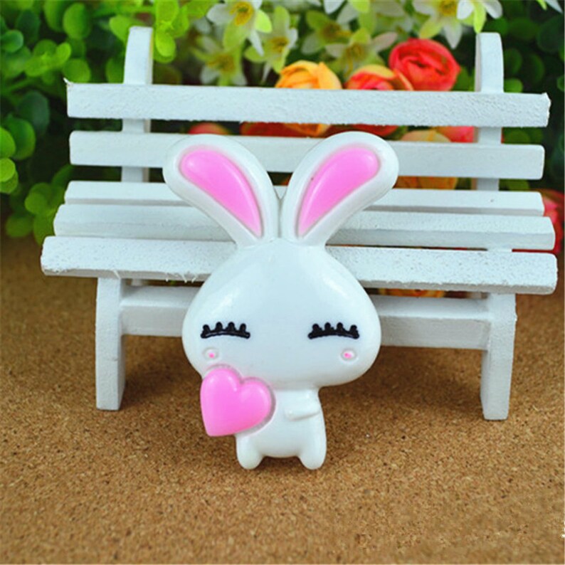 2pcs Kawaii Big Ear Rabbit Resin Flatback Cabochon Scrapbook DIY Home Figurine DIY Embellishment Crafts 70*50mm