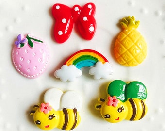 5pcs bow animal fruit Resin watermelon sun strawberry Charms Craft Plastic Charms Earring Keychain DIY Jewelry Making