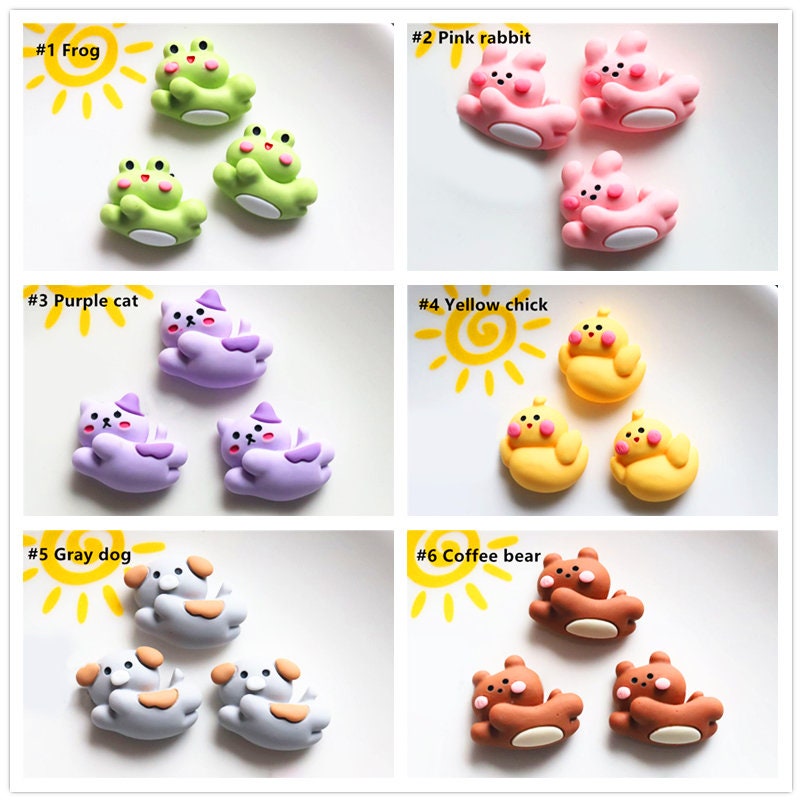 Kawaii Resin Animal Cabochons: Frog, Dog, Rabbit, Bear, Cat - DIY