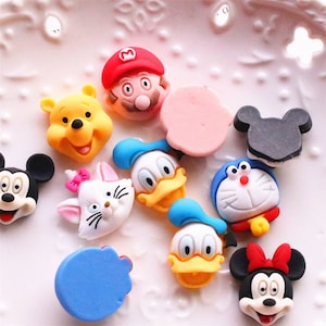 5/10/20/50pcs Cute Cartoon character Resin Flat Back Convex Circular Scrapbook Cute DIY Accessories 20x20mm