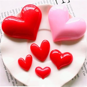 5pcs hart schattig rood roze hart Flatback Kawaii Hars Scrapbooking Versieringen Diy Ear Studs Accessoires