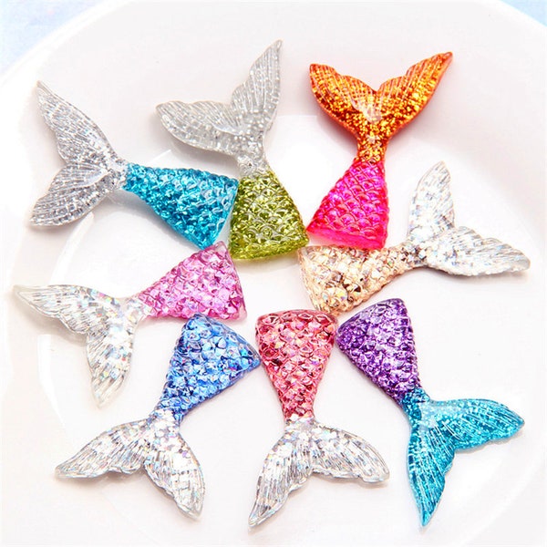 10pcs mermaid tail Resin Crafts Accessories Soft Clay Handcrafts DIY Sewing Decoration Resin Art For Bow Clothes