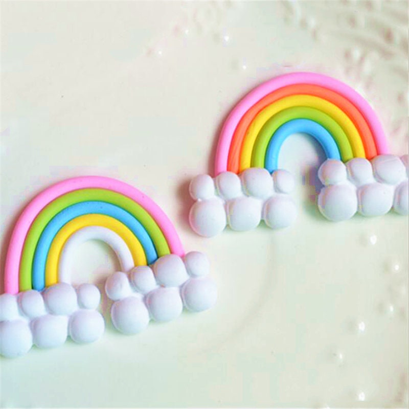 5/10/20/50pcs Flatback  cabochons accessories polymer clay rainbow cloud decoration
